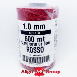 Нить вощеная 500 м 1,0 мм красный 100%полиэстер Италия