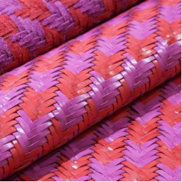 Пластина Кожа плетенная оранжевый фиолет 65х85 см Италия