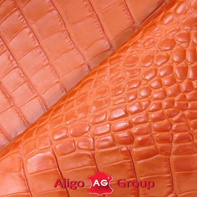 Кожа КРС Крокодил Aligo оранжевый 1,2 Италия фото