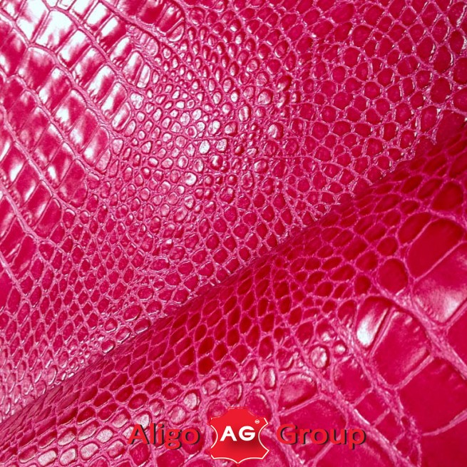 Кожа КРС Крокодил Aligo розовый барби 1,0-1,2 Италия  фото