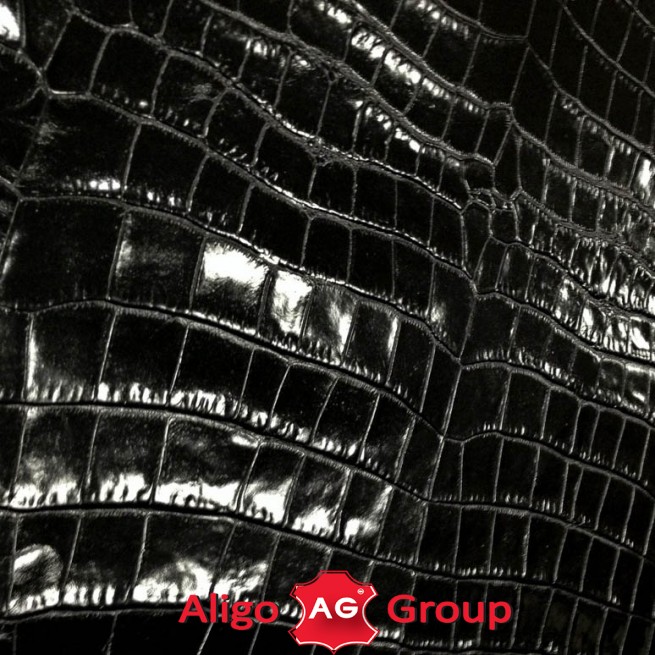 Шкіра ВРХ Крокодил Aligo чорний блиск 0,9-1,1 Італія