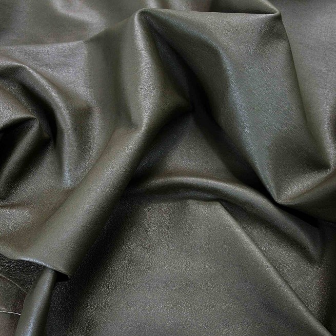 Кожа одежная стрейч Magisco зеленый хаки 0,5-0,6  фото