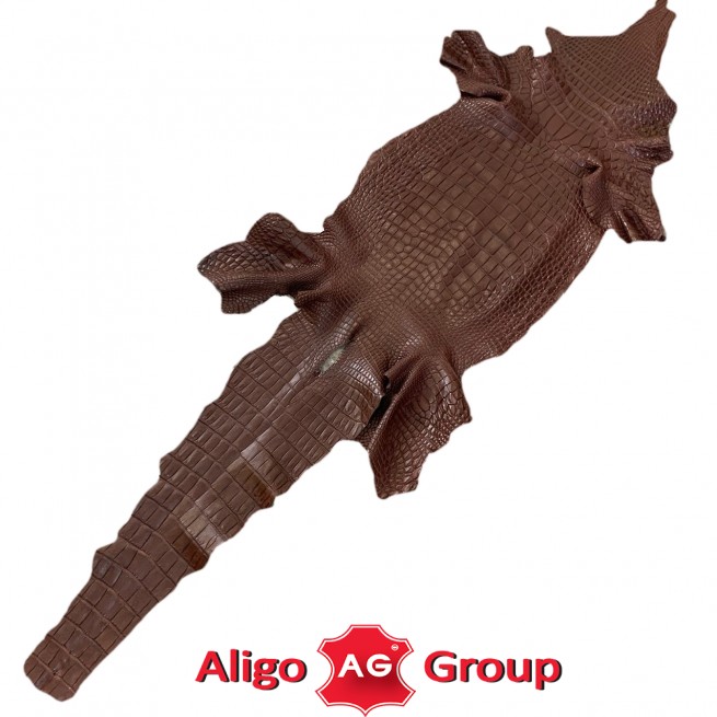 Крокодил натуральный одежный коричневый Tobbacco табачный (39см) фото
