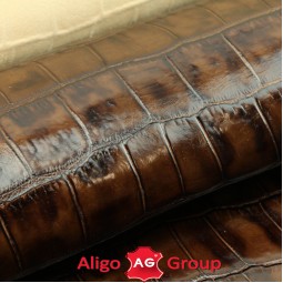 Шкіра ВРХ Крокодил Aligo коричневий глянець 0,9-1,1 Італія
