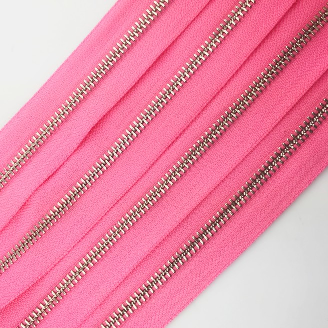 Молния металл TECHNO рулонная 5мм розовый ГЕРАНЬ/э.никель фото