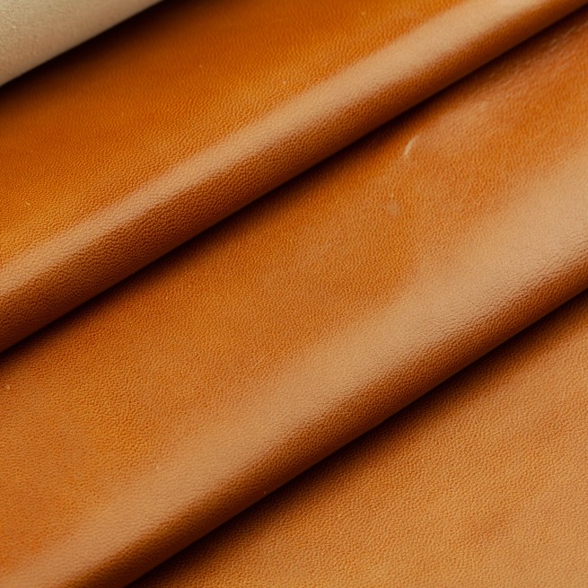 Кожподклад шевро полуглянец коричневый коньяк 0,6-0,7 Италия фото