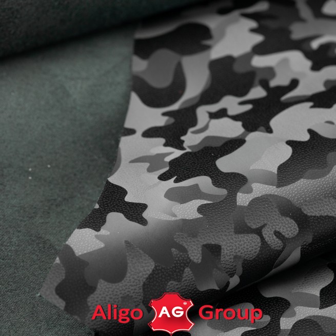 Кожа КРС FILM 3D Camouflage Камуфляж черный 1,2-1,4 Турция фото