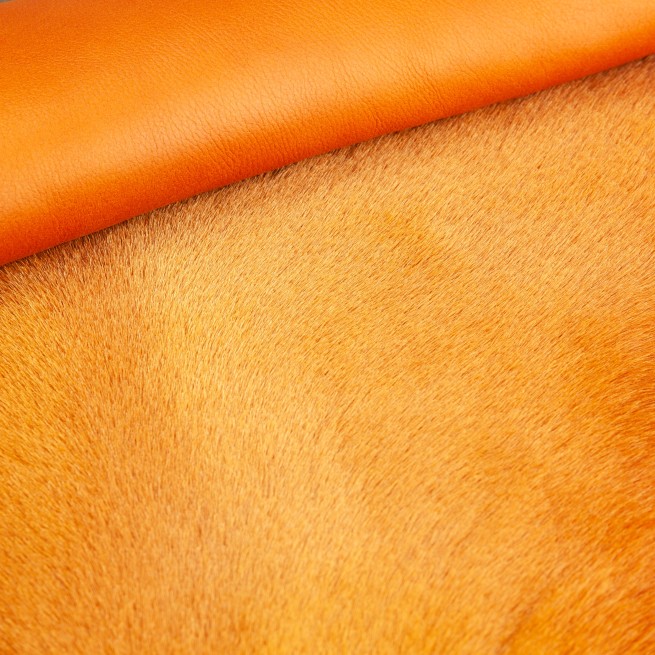 Мех дубленочный овчина DF Наппалан оранжевый рыжий т/т фото