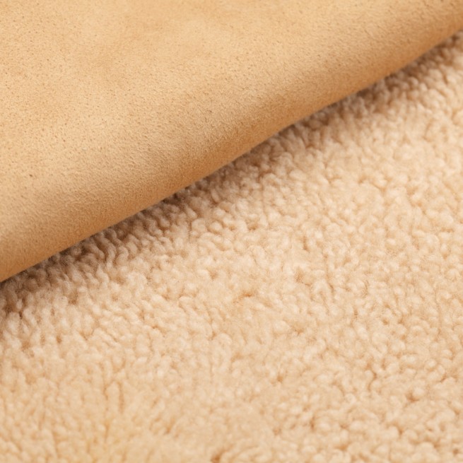 Мех дубленочный Кёрли DF Замш коричневый песок т/т Италия фото