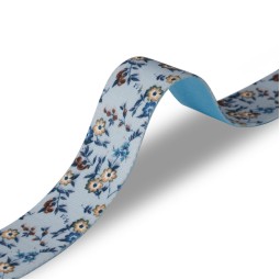 Лента ременная 40 мм нейлон голубой цветы Италия