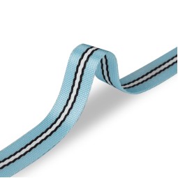 Лента ременная 25 мм нейлон голубой черный белый полоска Италия