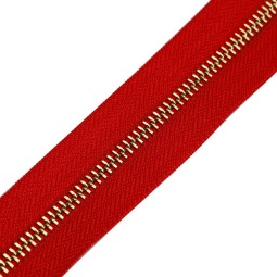 Блискавка метал TECHNO рулонна 5 мм червоний ГОРОБИНА/золото