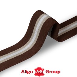 Лента ременная эластичная 60 мм коричневый полоска Италия