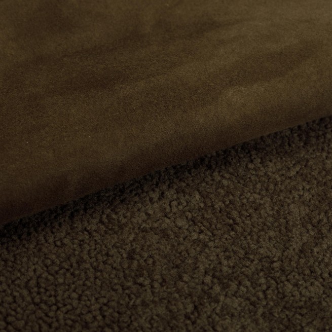 Мех дубленочный Кёрли DF Замш коричневый сепия 7мм т/т Италия фото