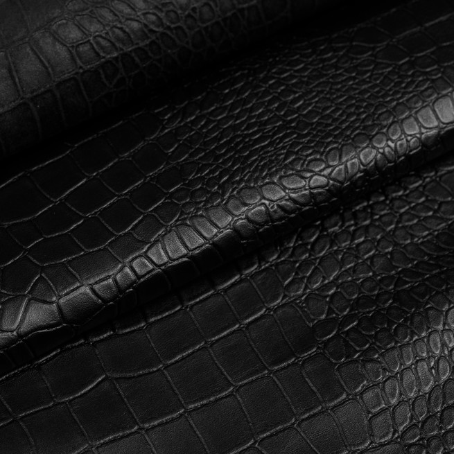 Кожа одежная овчина STAMP CROCO черный матов 0,6 Турция